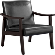 Black Faux Leather Accent Chair Lounge Seat Retro Armchair for Home