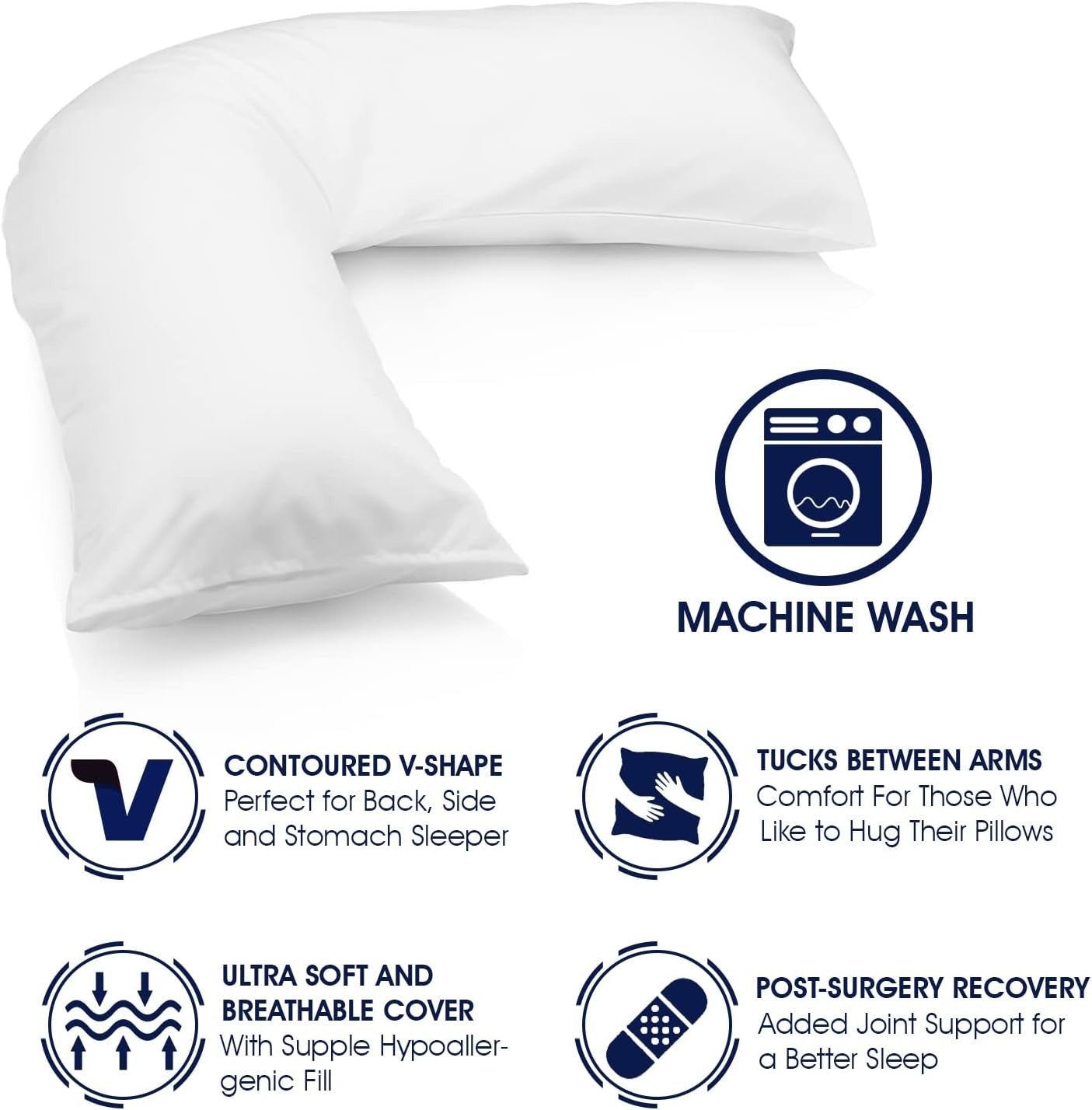 V Shaped Orthopedic Pillow Pregnancy Neck Back Shoulder Support 2 Pack