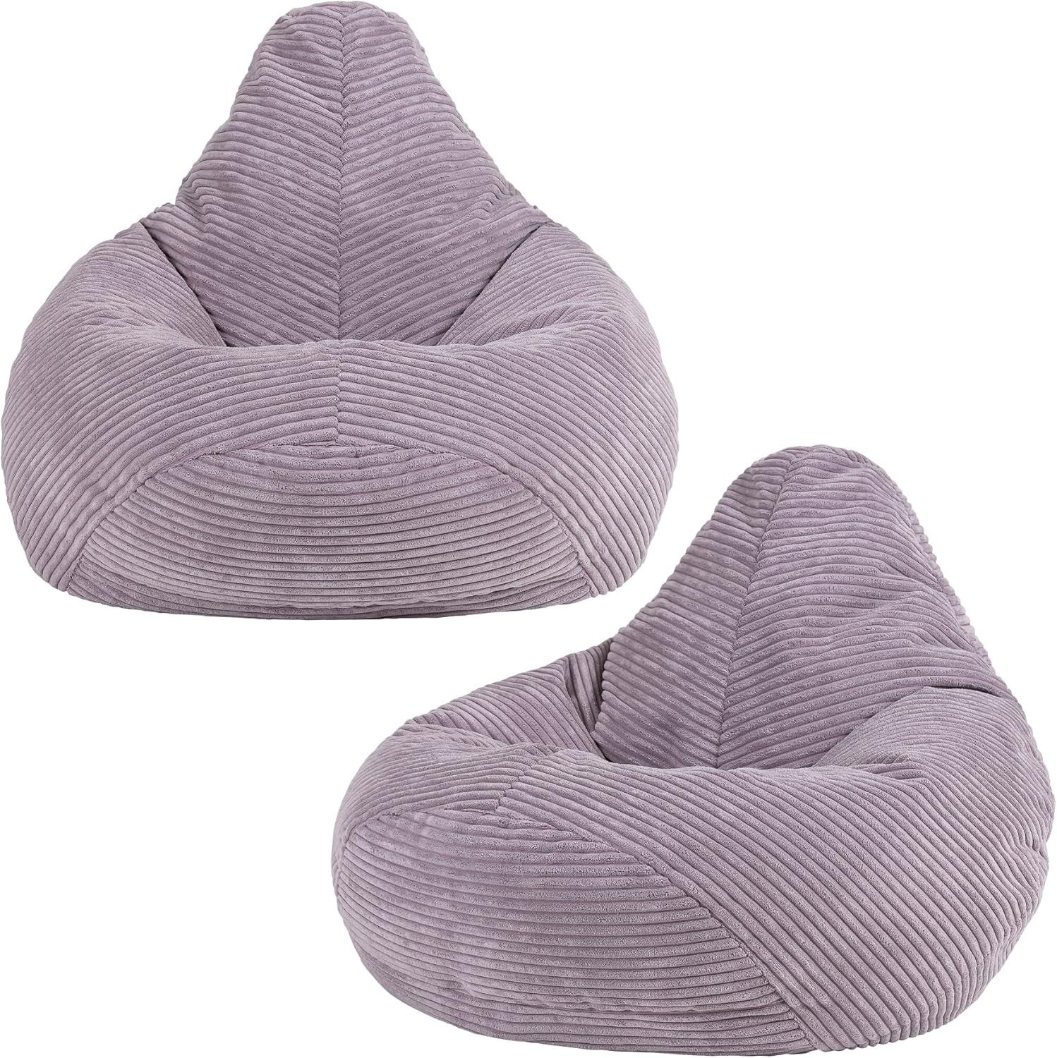 Lavender Kids Bean Bag Chairs 2 Pack Soft Corduroy Lounge for Reading Gaming