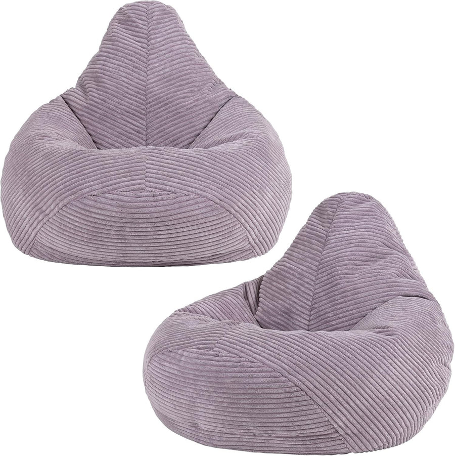 Lavender Kids Bean Bag Chairs 2 Pack Soft Corduroy Lounge for Reading Gaming