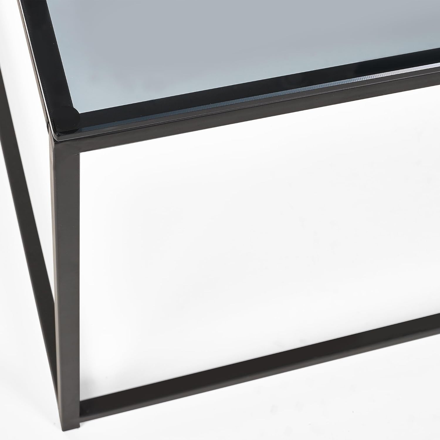 Rectangular Coffee Table, Smoked Glass & Black 110x60x45cm