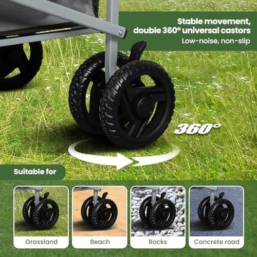 Folding Garden Trolley Wagon 80kg Heavy Duty Cart Camping Picnic Wheels