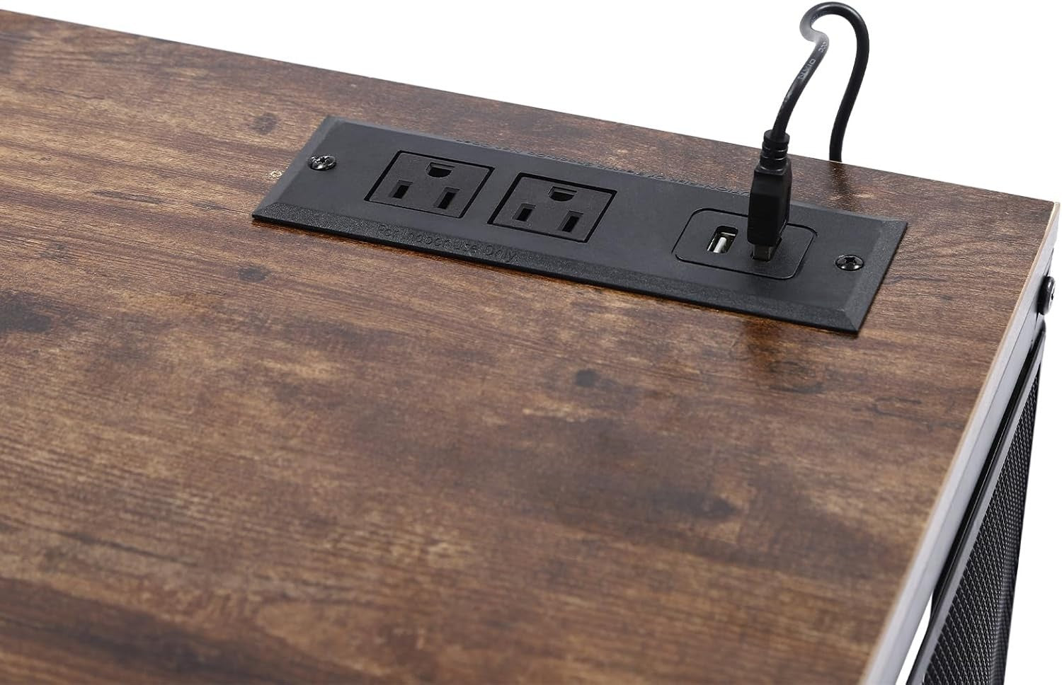 Wine Bar Cabinet with RGB LED Light & Outlet, Industrial Liquor Storage
