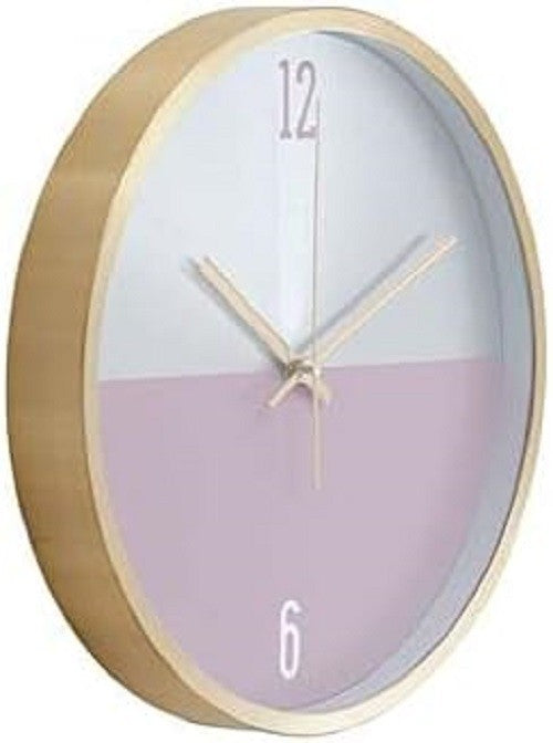 Modern Wall Clock Silver Pink 30cm Quiet Quartz Gold Frame Stylish Home Decor