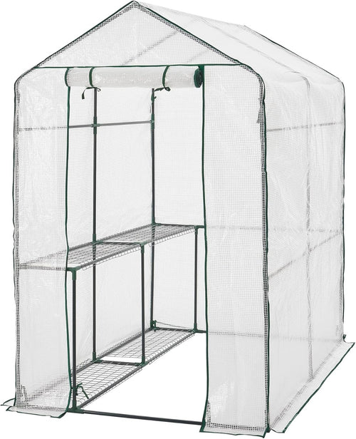 Large Transparent Greenhouse with Shelves 120x186x190cm | Steel Frame & PE Cover