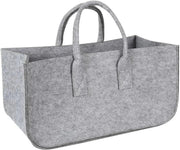Large Firewood Log Carrier Tote Bag Felt Basket Grey Heavy Duty Storage