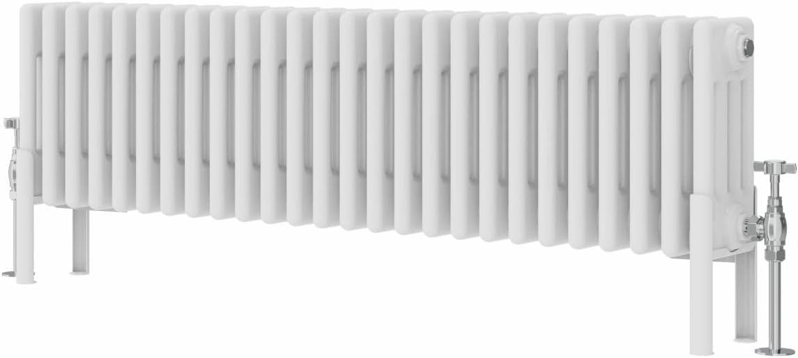 Quadruple Column Horizontal Radiator 300x1190mm White Cast Iron Style