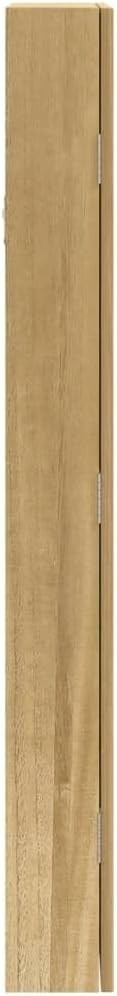 LED Wall Mounted Jewelry Cabinet Mirror Lockable Slim Storage Brown