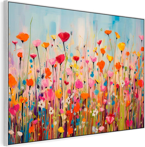 Large Colourful Floral Canvas Wall Art 93x63 cm Framed Living Room Decor