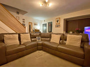 Excellent Brown Leather Corner Sofa (PTP)