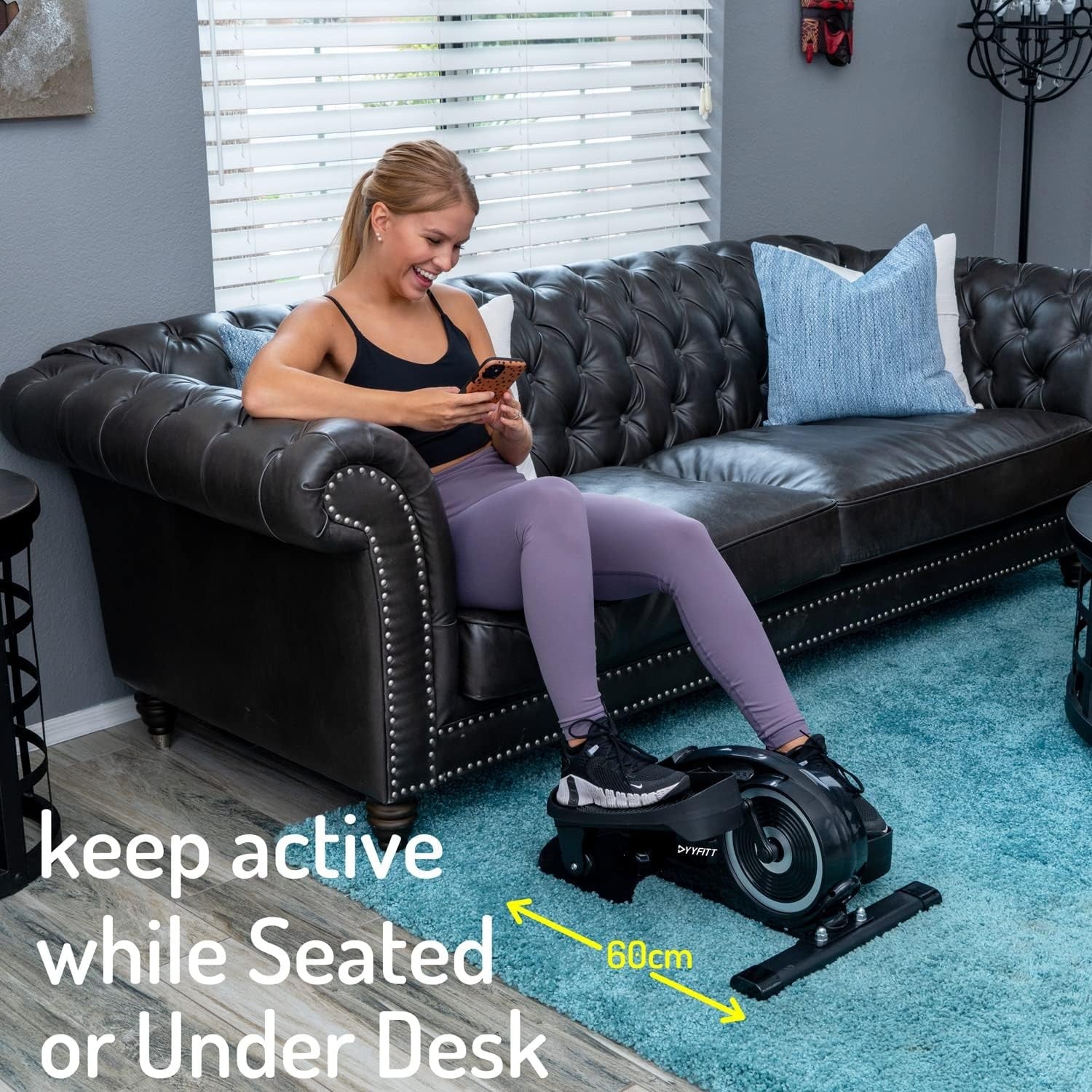 Under Desk Elliptical Pedal Exerciser Adjustable Resistance Quiet Leg Trainer