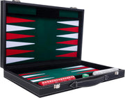 Luxury Backgammon Set 15in Faux Leather Case Travel Board Game with Dice