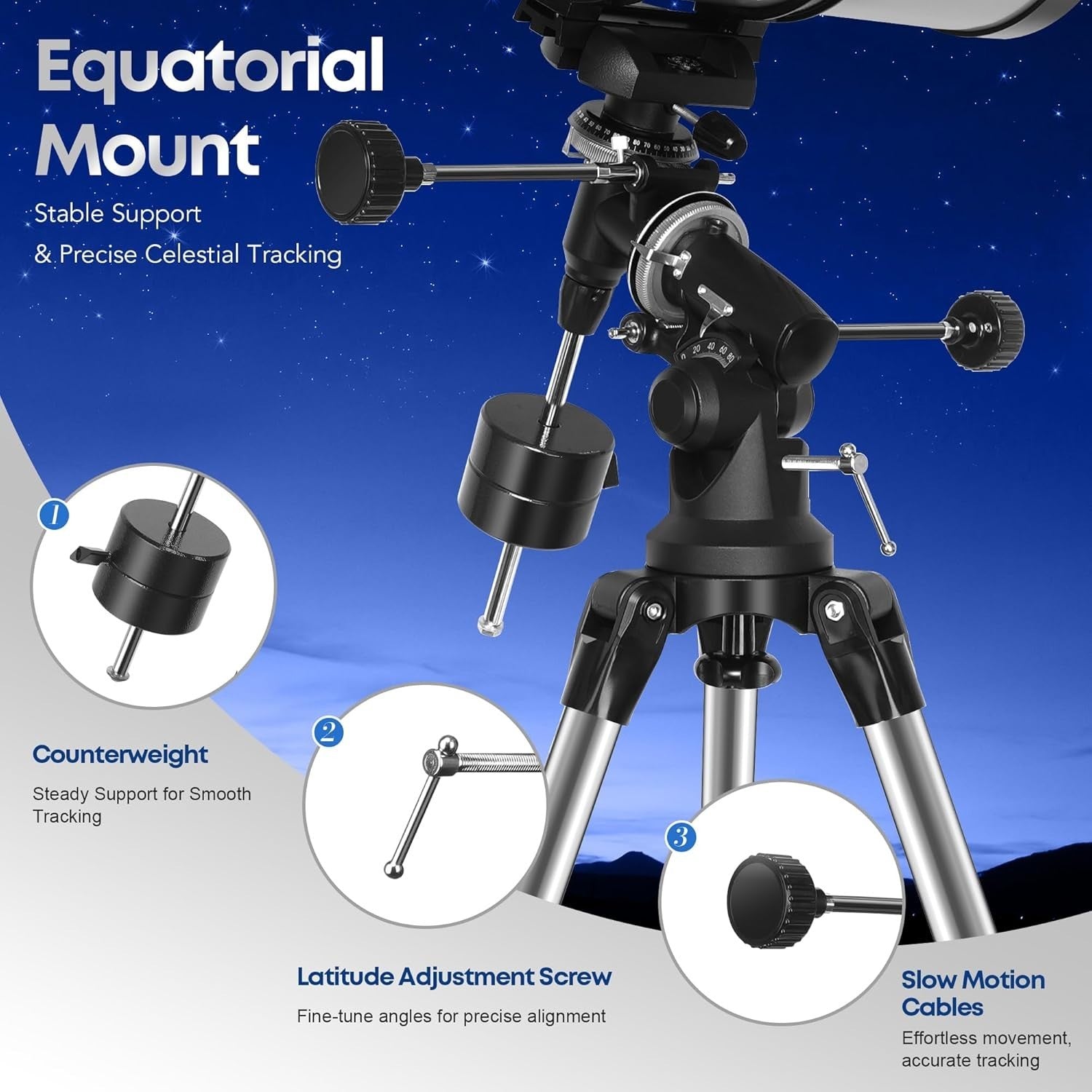 150mm Reflector Telescope for Adults, Equatorial Mount, Tripod, Phone Adapter