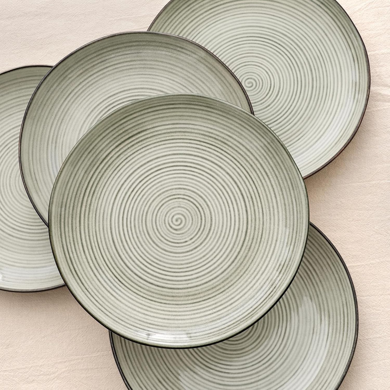 18pc Stoneware Dinner Set Swirl Plates Bowls Microwave Dishwasher Safe