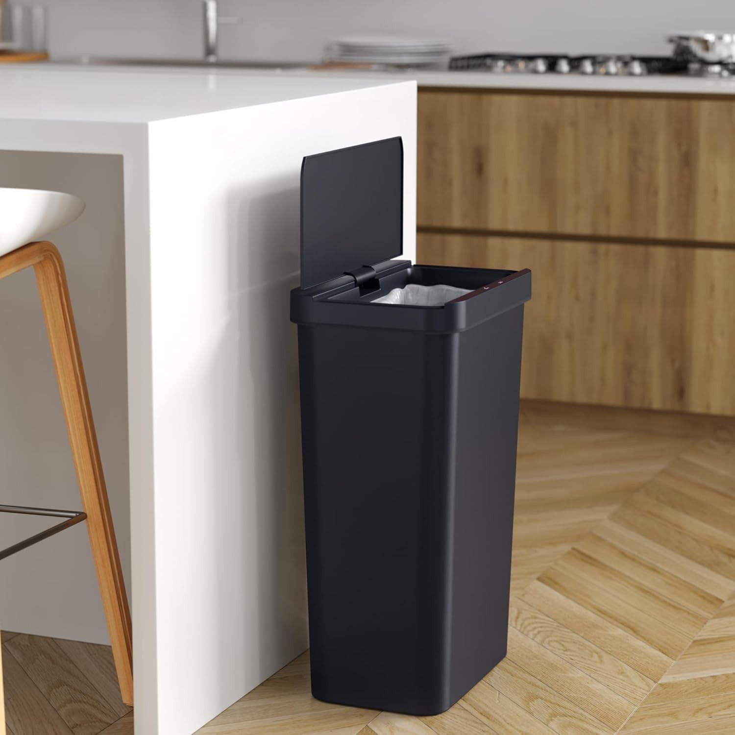 13 Gallon Touchless Sensor Kitchen Trash Can Slim Auto Black