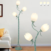 3-Light Floor Lamp Tulip Shades Adjustable LED Standing Lamp for Living Room