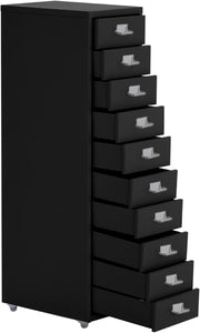 Black Mobile Filing Cabinet 8 Drawer 109cm Rolling Office Storage