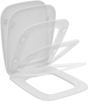 White Slim WC Toilet Seat Soft-Close Metal Hinges Durable Thermoset