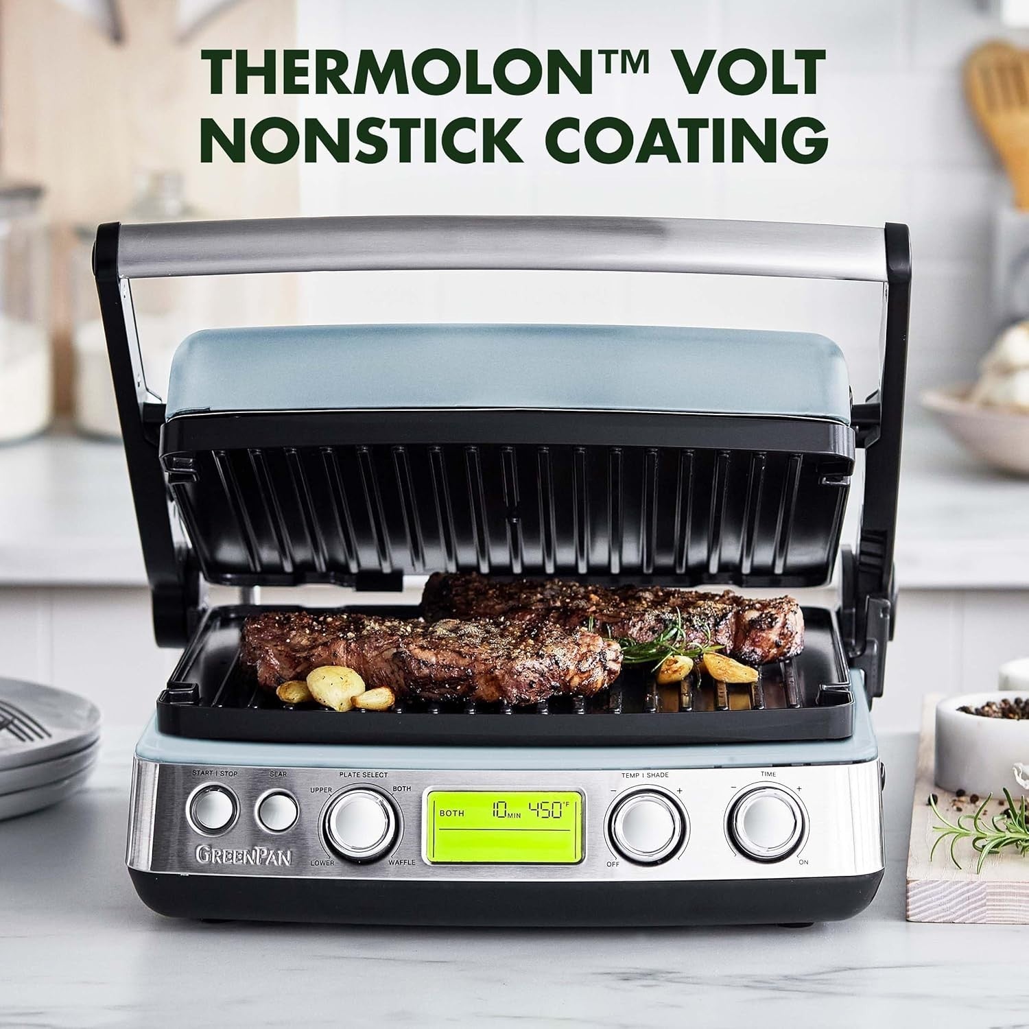 6-in-1 Contact Grill & Griddle Ceramic Non-Stick Adjustable Temp 350W