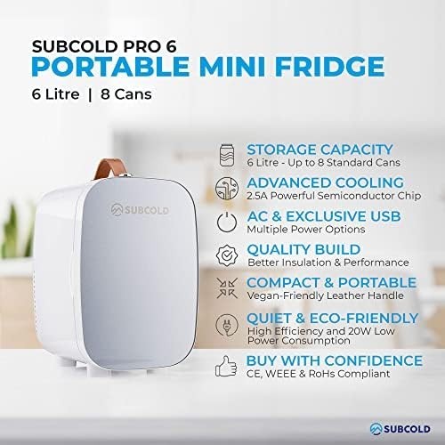 6L Mini Fridge Cooler USB & AC Portable for Bedroom Car Office Grey