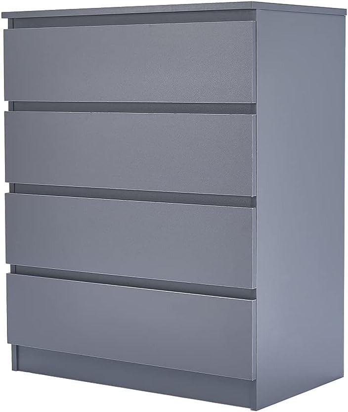 Modern Grey 4 Drawer Chest Bedroom Storage Cabinet Wood Unit 70cm Wide