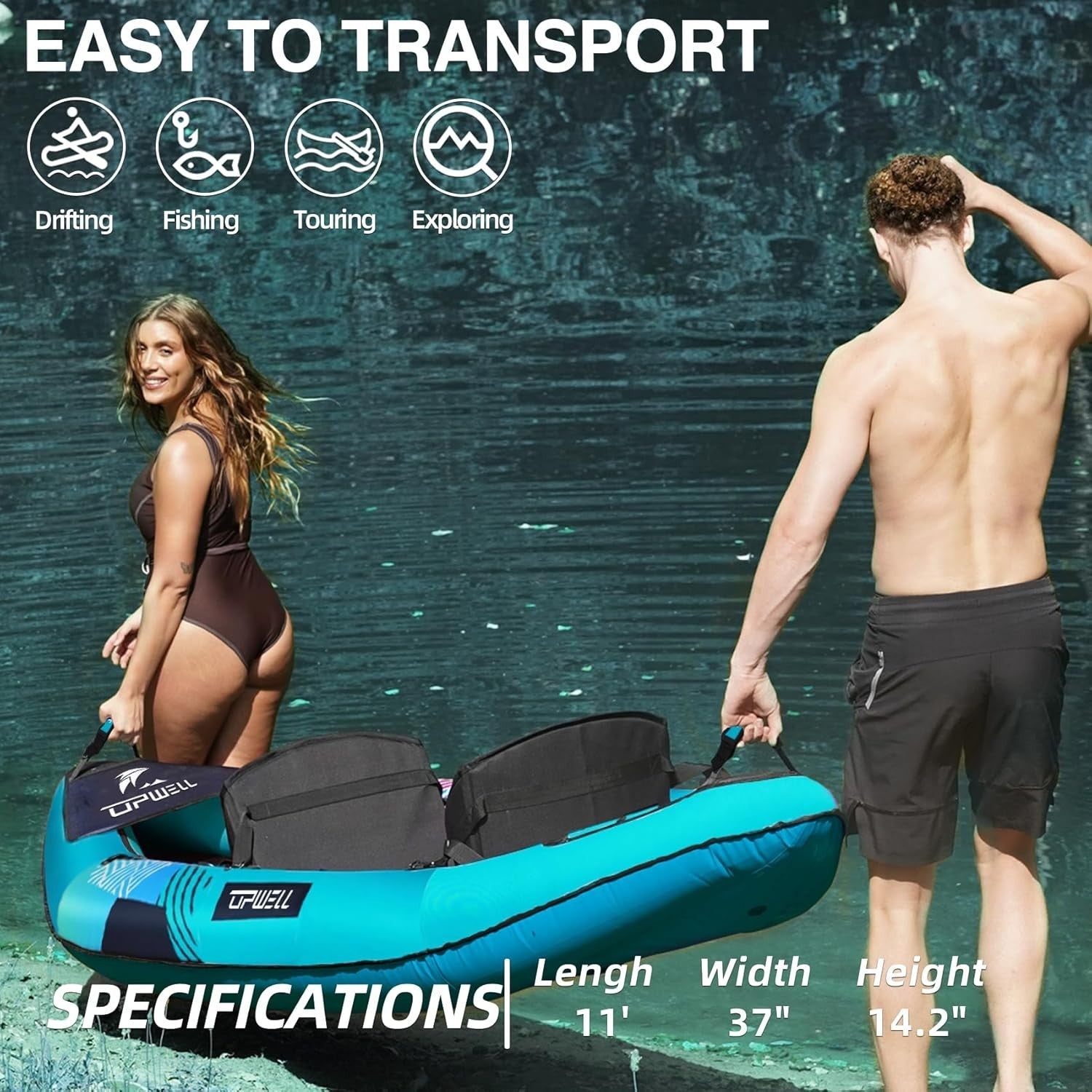 2 Person Inflatable Kayak Set w/ Paddles Pump High Back Seats