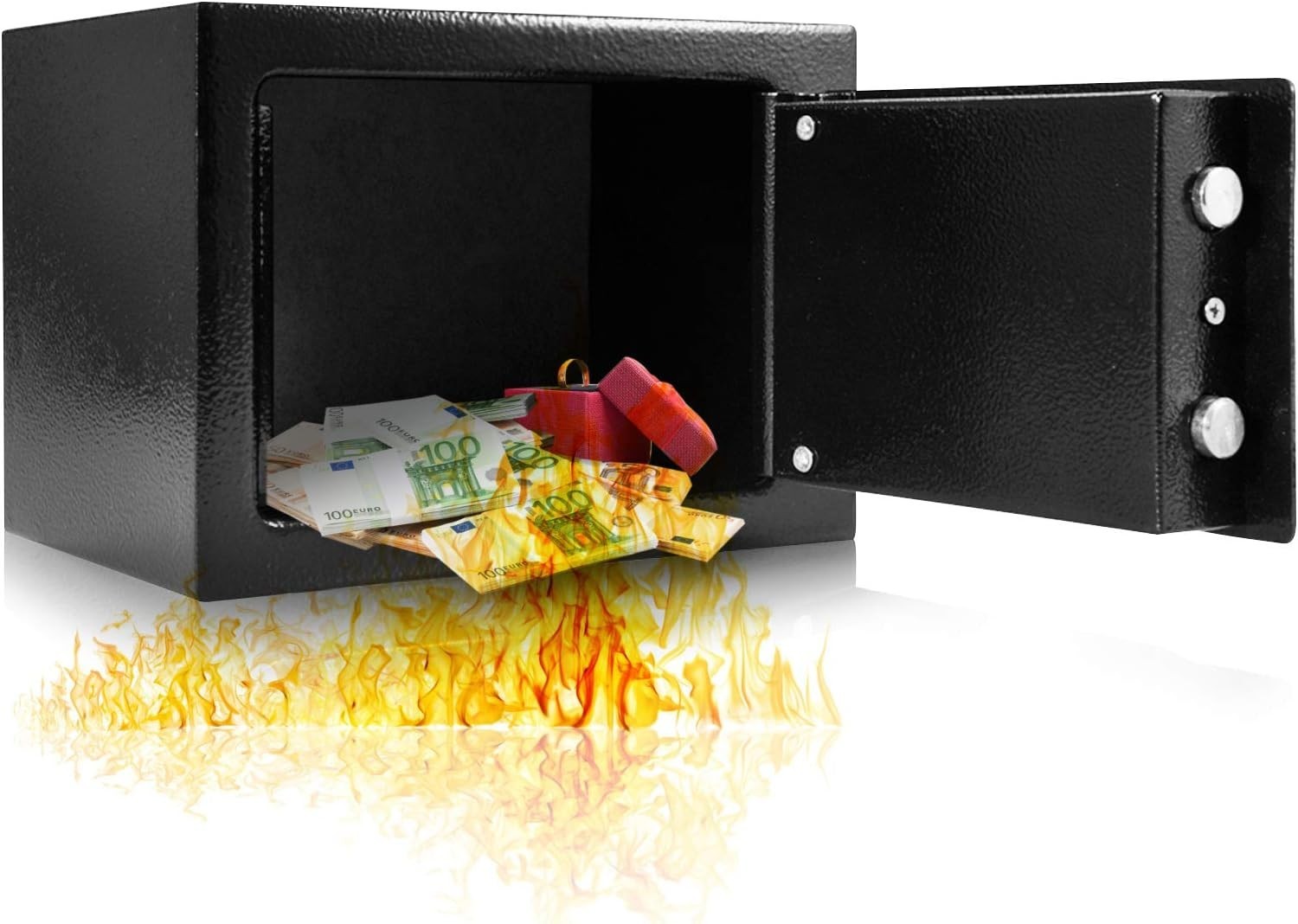 Small Steel Safe Box Key Lock Security Cash Jewelry Document Storage