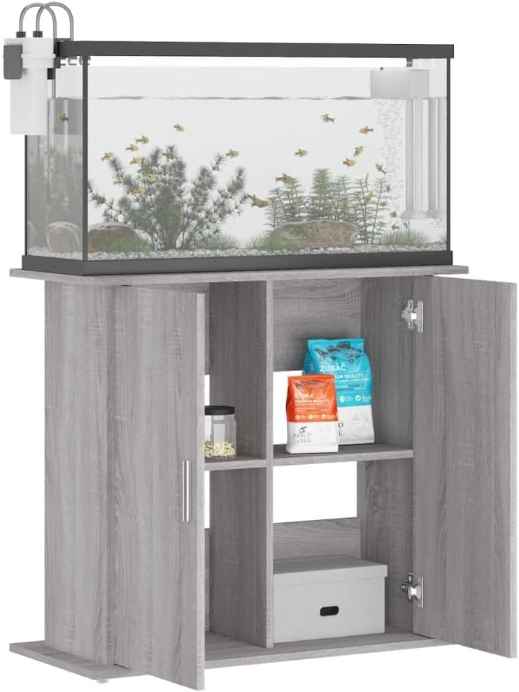 Grey Aquarium Cabinet with Storage – Compact Fish Tank Stand Unit
