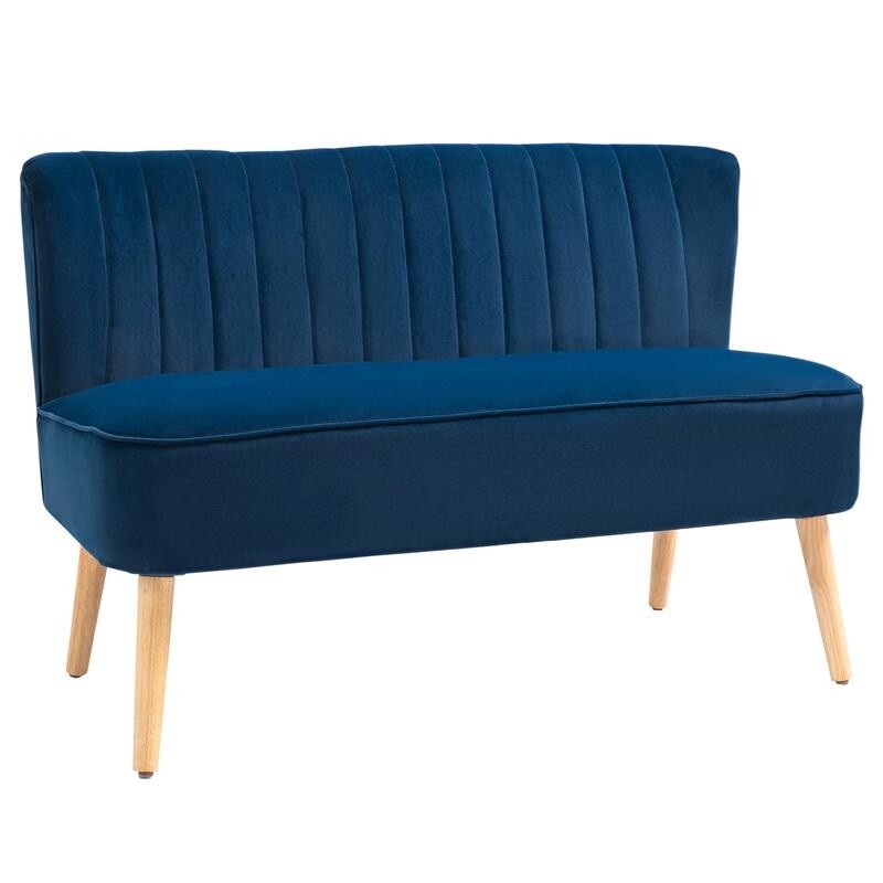 Velvet 2 Seater Sofa High Back Compact Couch for Lounge Office Bedroom