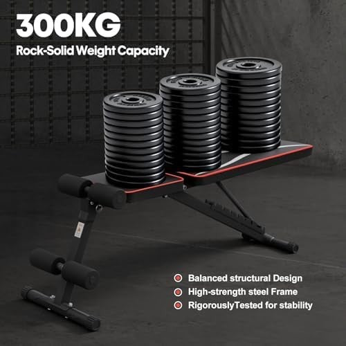 Adjustable Foldable Weight Bench Incline Decline 300kg Home Gym Full Body