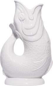 White XL Gluggle Jug 1.4L – Ceramic Fish Pitcher, Water & Wine Decanter Vase