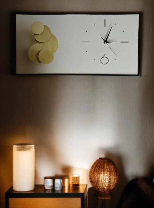 Modern Abstract Wall Clock 40x80cm Silent Quartz Lime Circles Art Decor