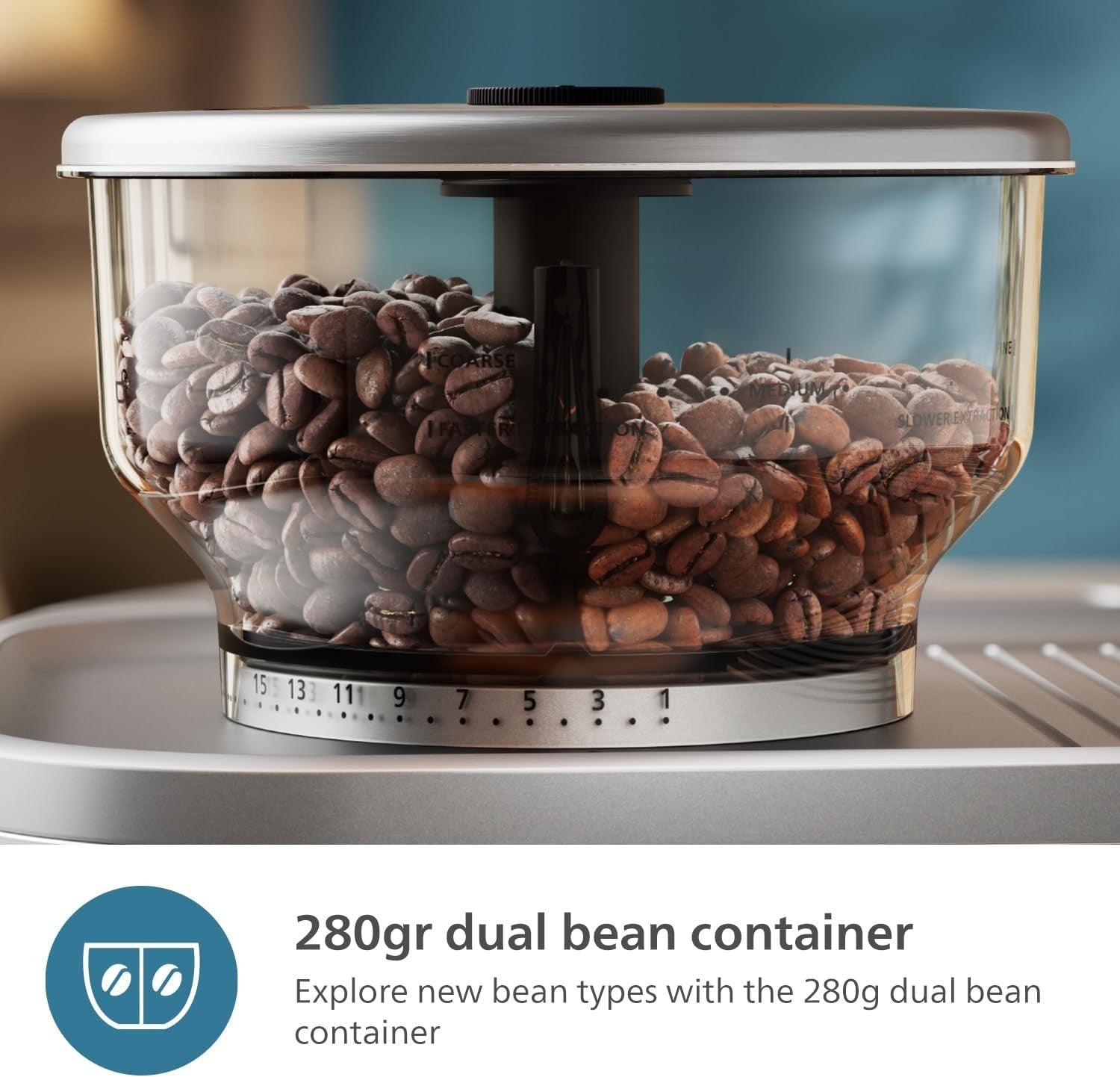 Semi Automatic Espresso Coffee Machine | 280g Bean Grinder | Dual Shot 1350W