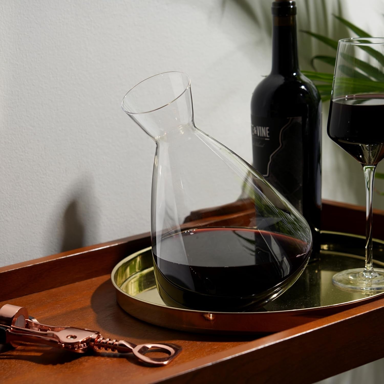 Luxury Crystal Rolling Wine Decanter 75oz – Lead-Free Aeration Carafe Gift