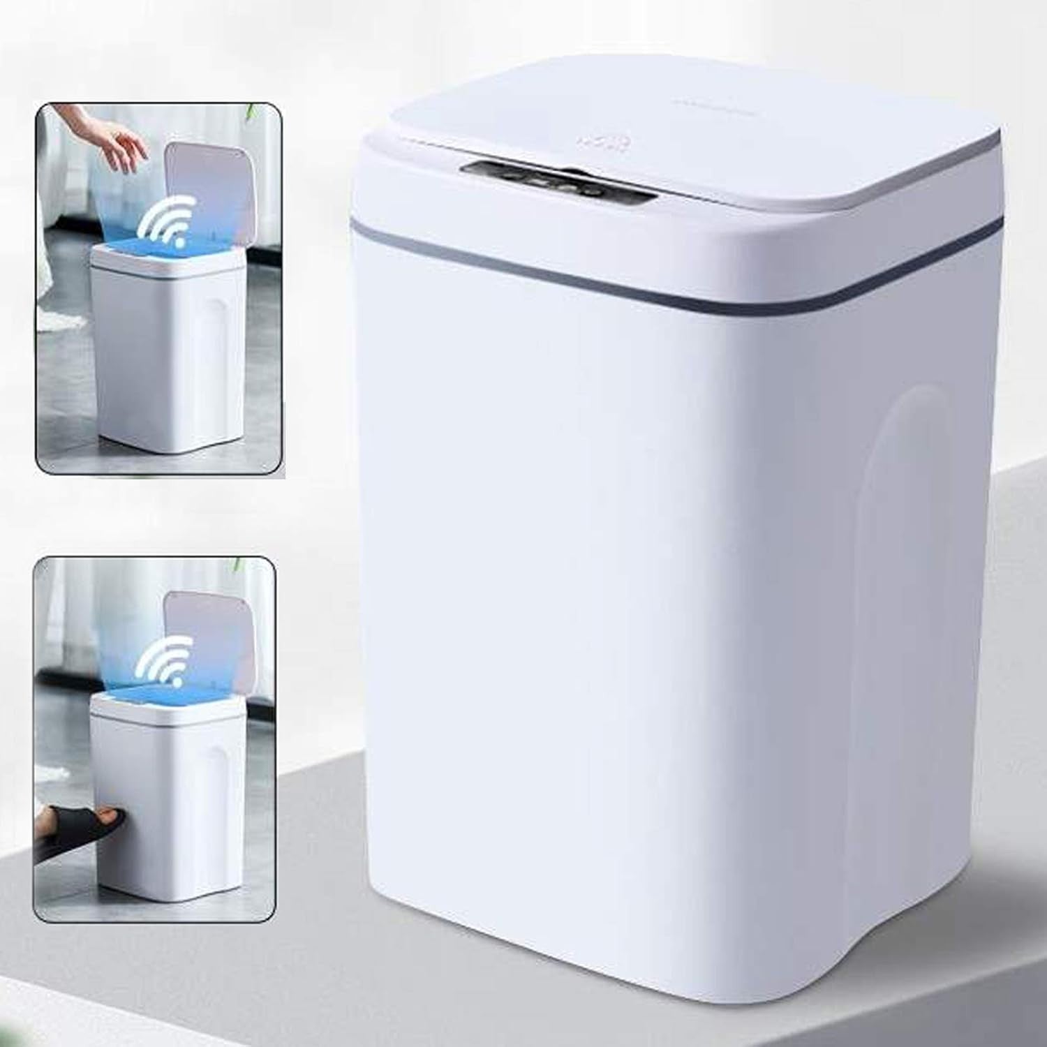 16L Touchless Automatic Sensor Trash Can Slim Kitchen Bathroom White