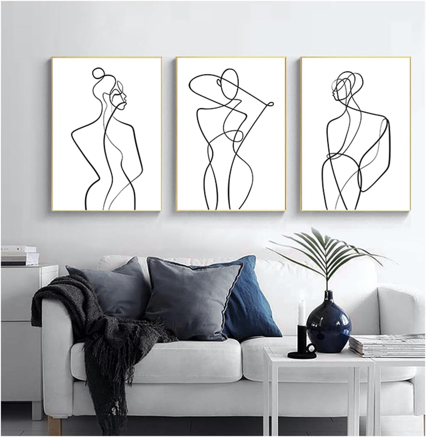 Abstract Woman Line Wall Art Set 3 60x90cm Modern Posters