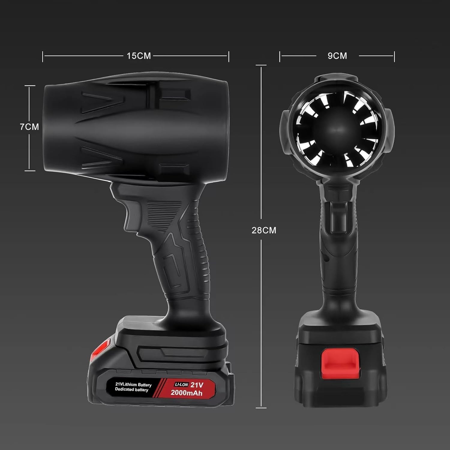 Cordless Mini Leaf Blower 130000RPM Handheld Electric Dust Cleaner 2 Batteries