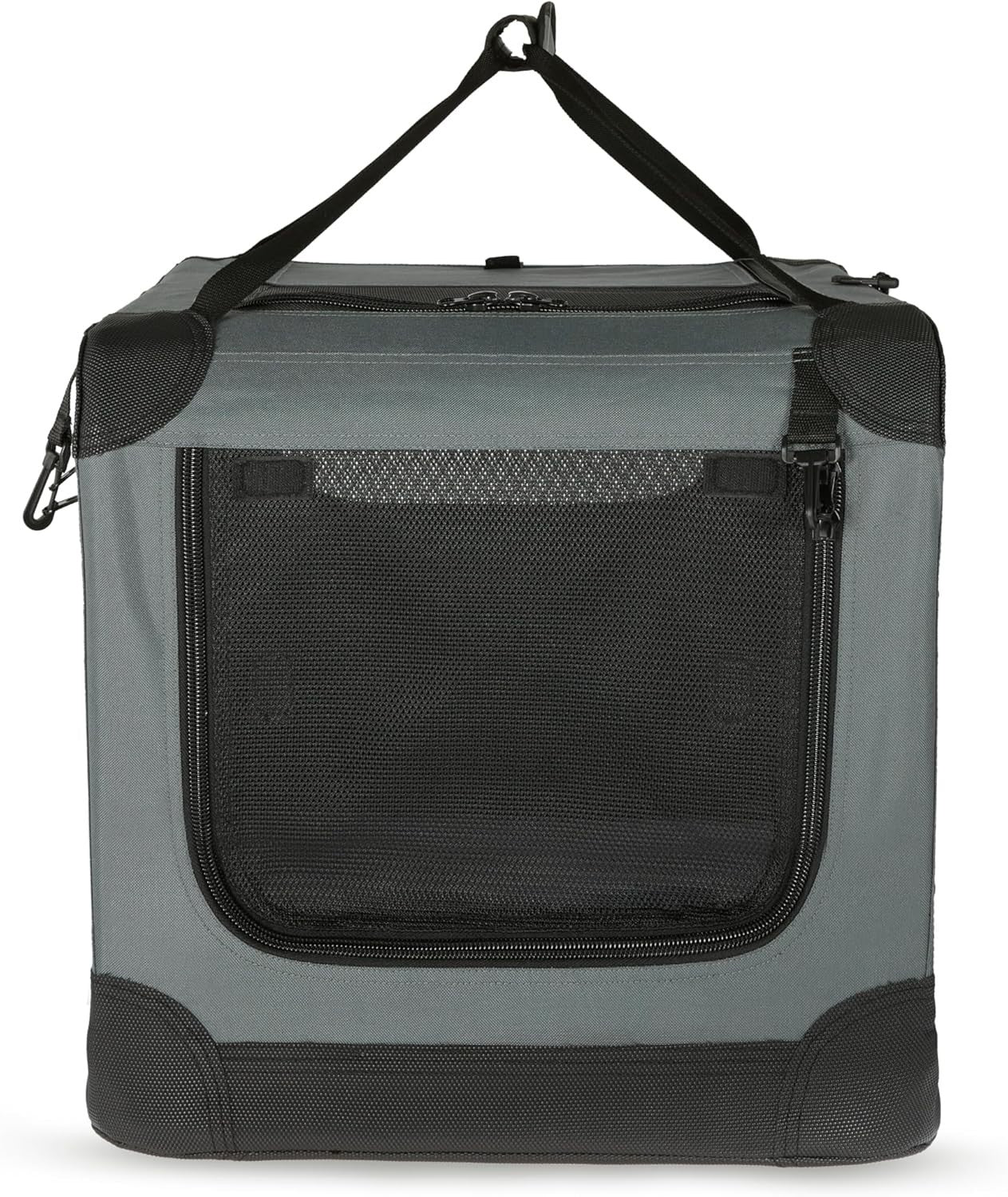 Medium Dog Cat Travel Crate Soft Folding Pet Carrier Cage 76x54x54cm Grey