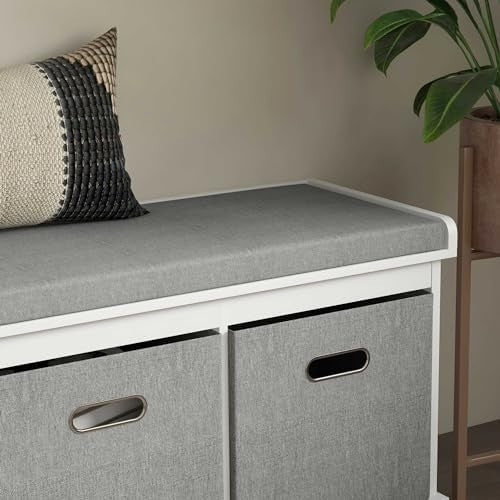 White 3-Drawer Shoe Storage Bench with Cushion Seat – Modern 105cm Hallway