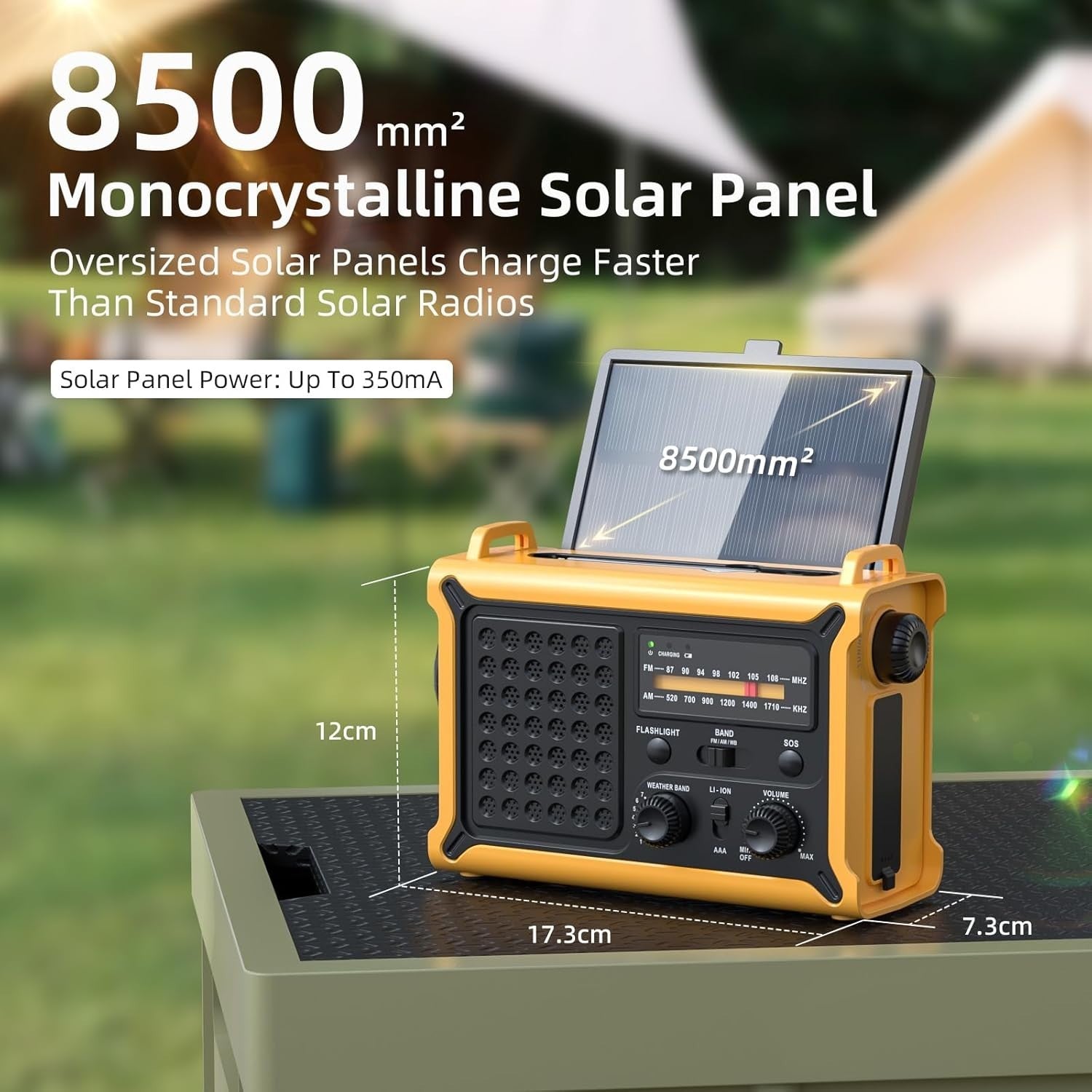 Emergency Solar Hand Crank Radio 12000mAh Battery & SOS Flashlight