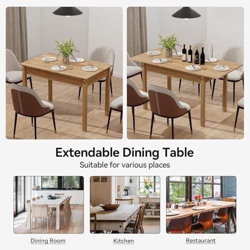 Extendable Wooden Dining Table 110-150cm Seats 4-6 People Oak