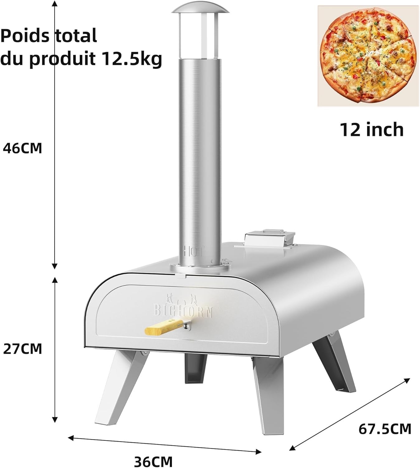 Stainless Steel Outdoor Pizza Oven | Portable Wood Pellet Pizza Maker BBQ