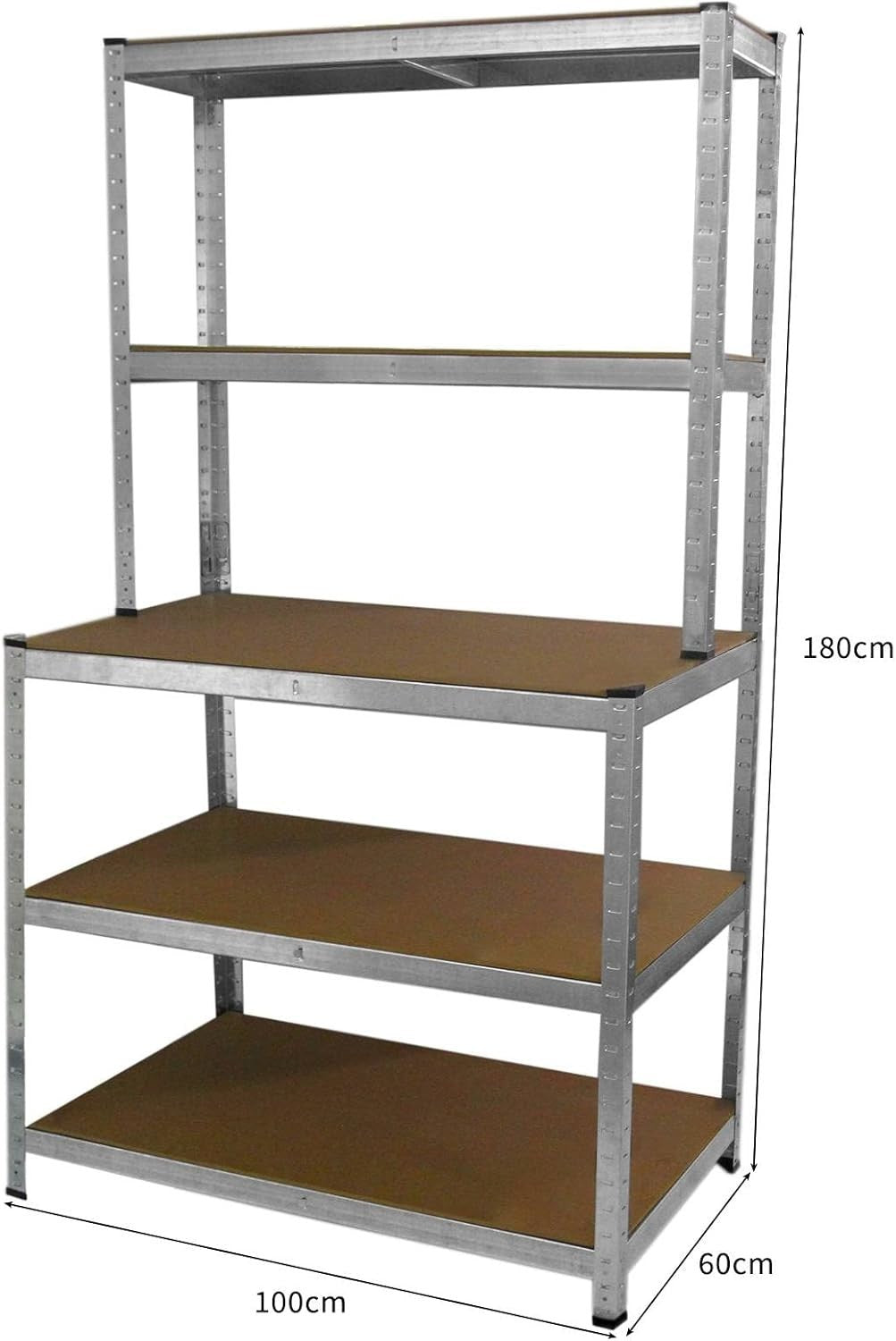 Heavy Duty 5-Tier Workbench Shelving 900kg Boltless Galvanised Steel 100x60