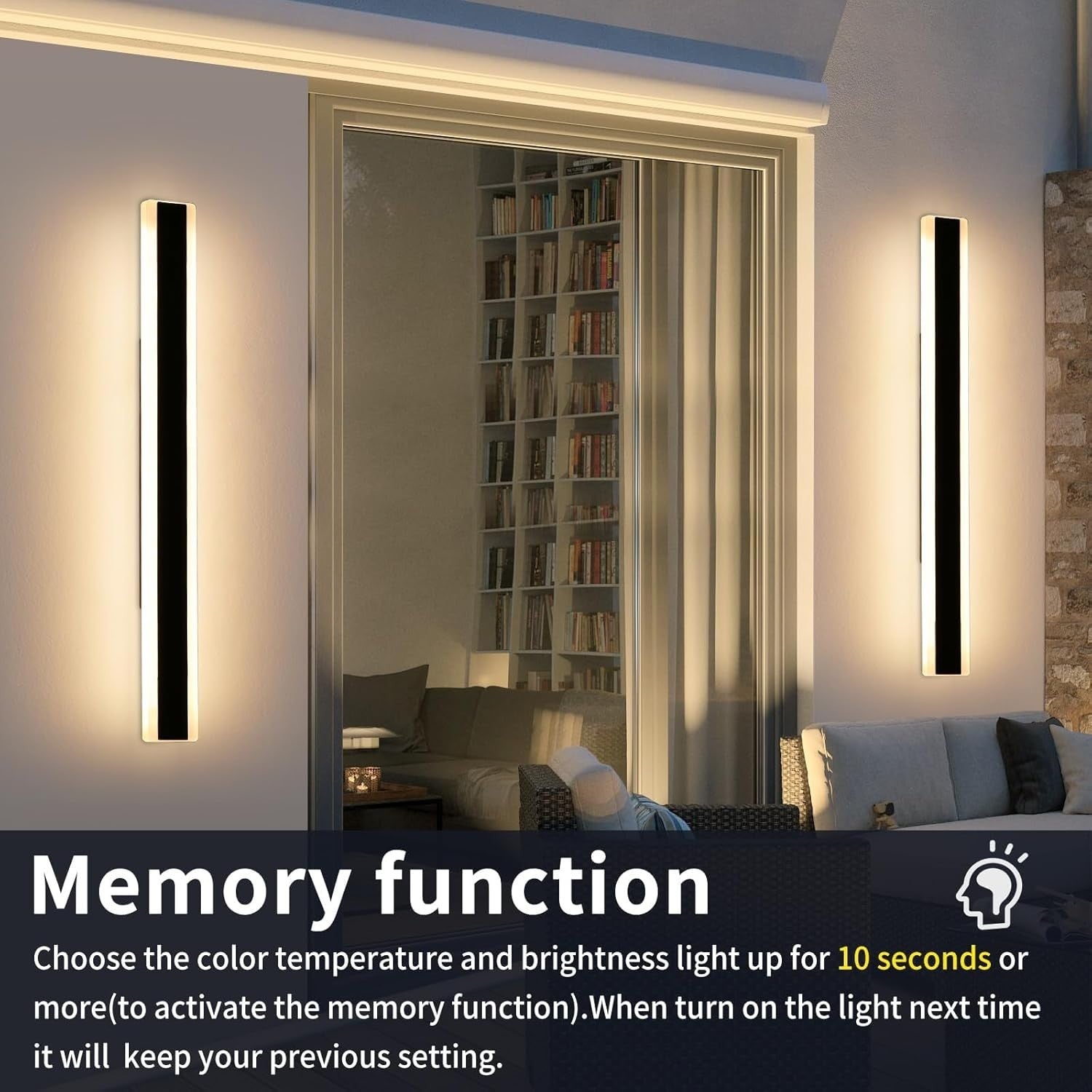2x 100cm LED Outdoor Wall Lights IP65 Remote Dimmable Modern Garden Lamps