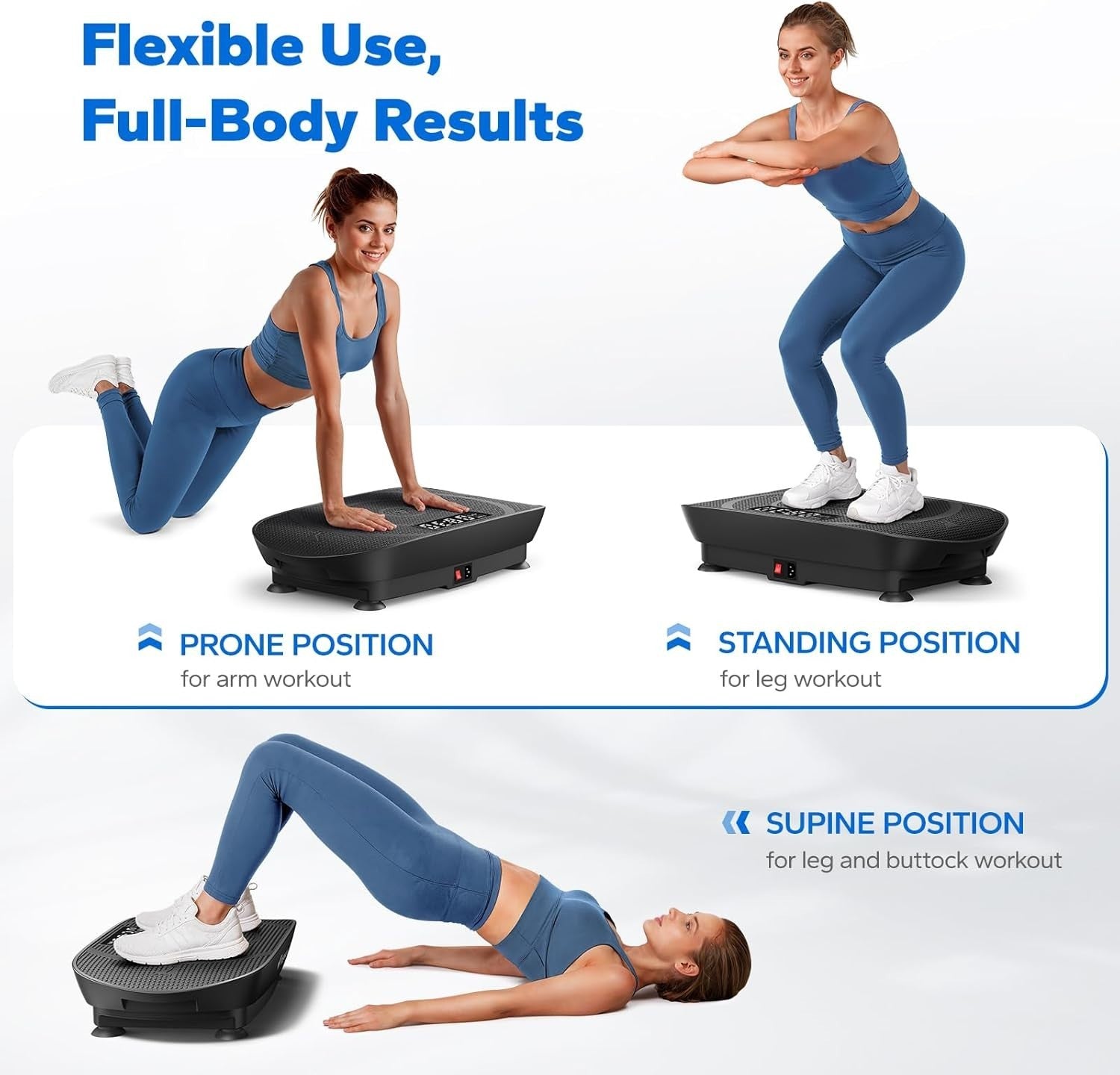 Quiet Compact Vibration Plate Exercise Machine 10 Speeds LED Home Trainer