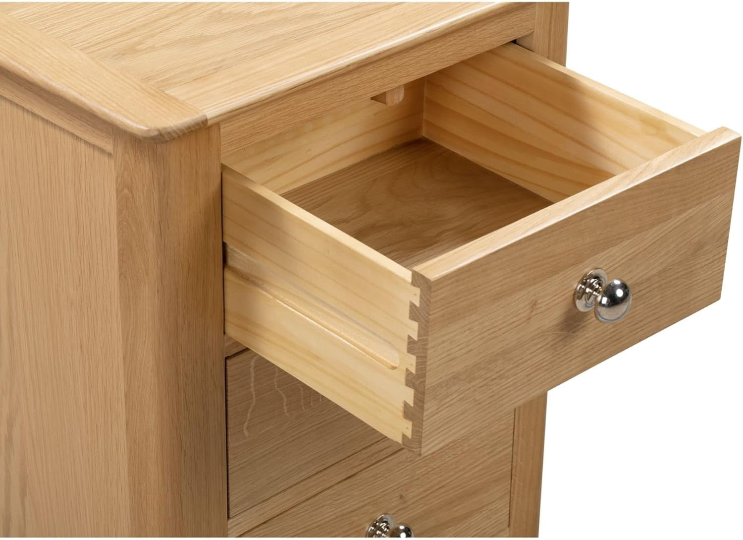 Solid Oak 3 Drawer Bedside Table | Natural Wood Nightstand with Storage