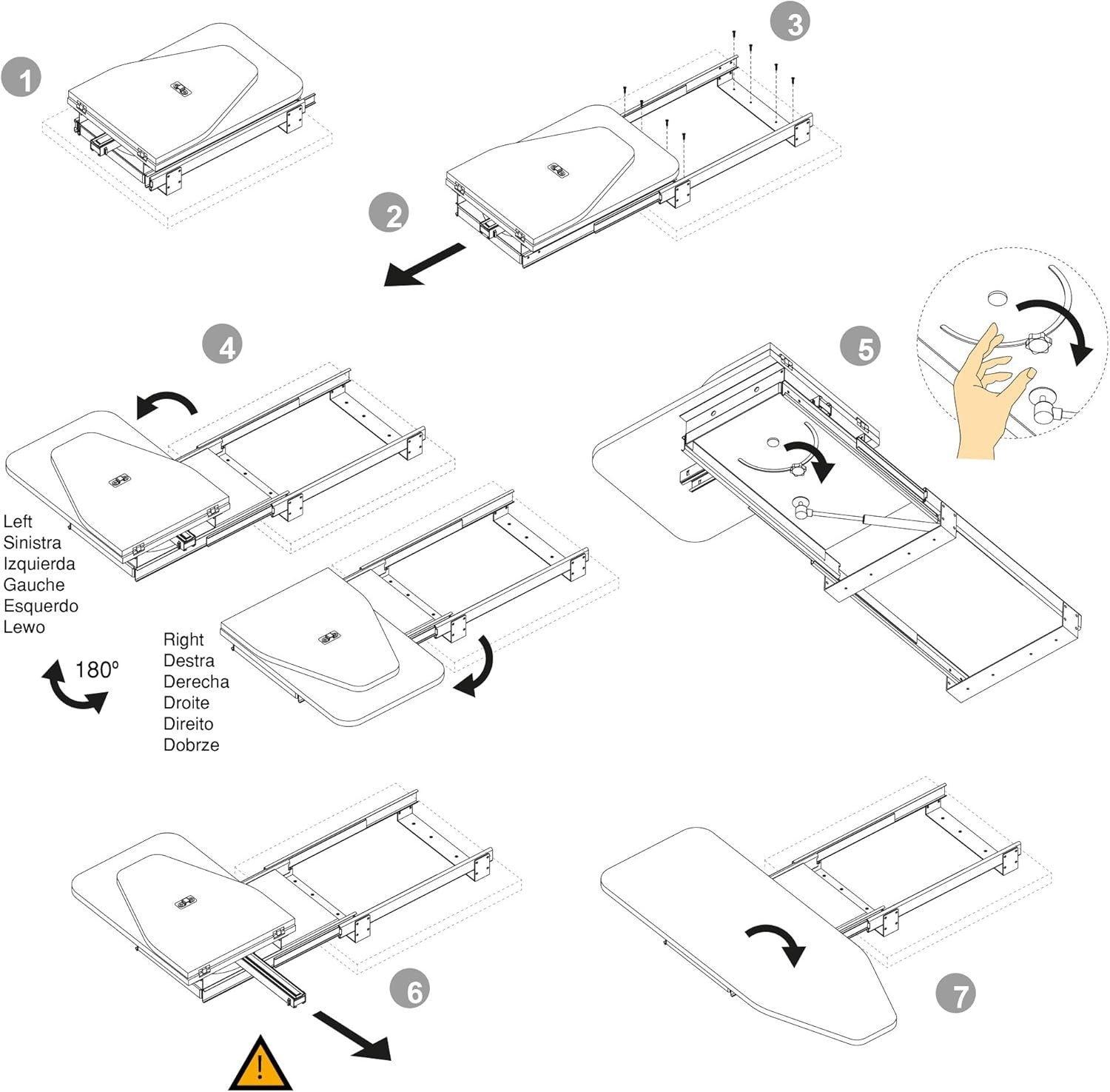 Pull Out Ironing Board Cabinet Mounted 180° Pivot Foldable Space Saving