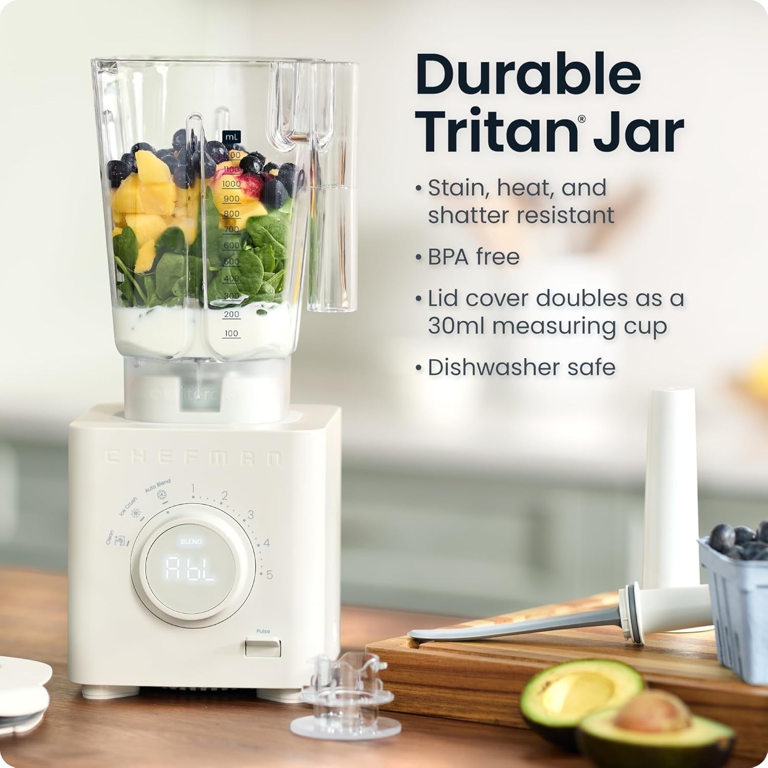 1380W Smoothie Blender Ice Crush Nut Frozen Fruit Auto Blend 1.2L