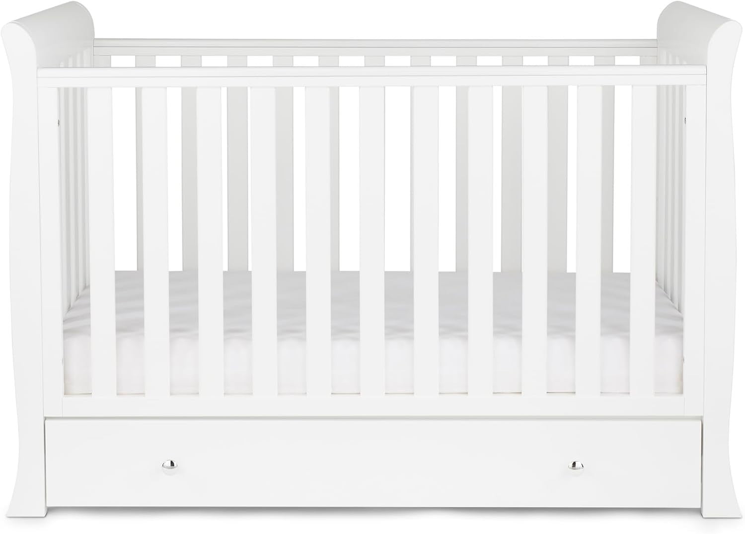 4in1 Convertible Baby Cot Bed Adjustable Height Sleigh Crib w/ Storage White