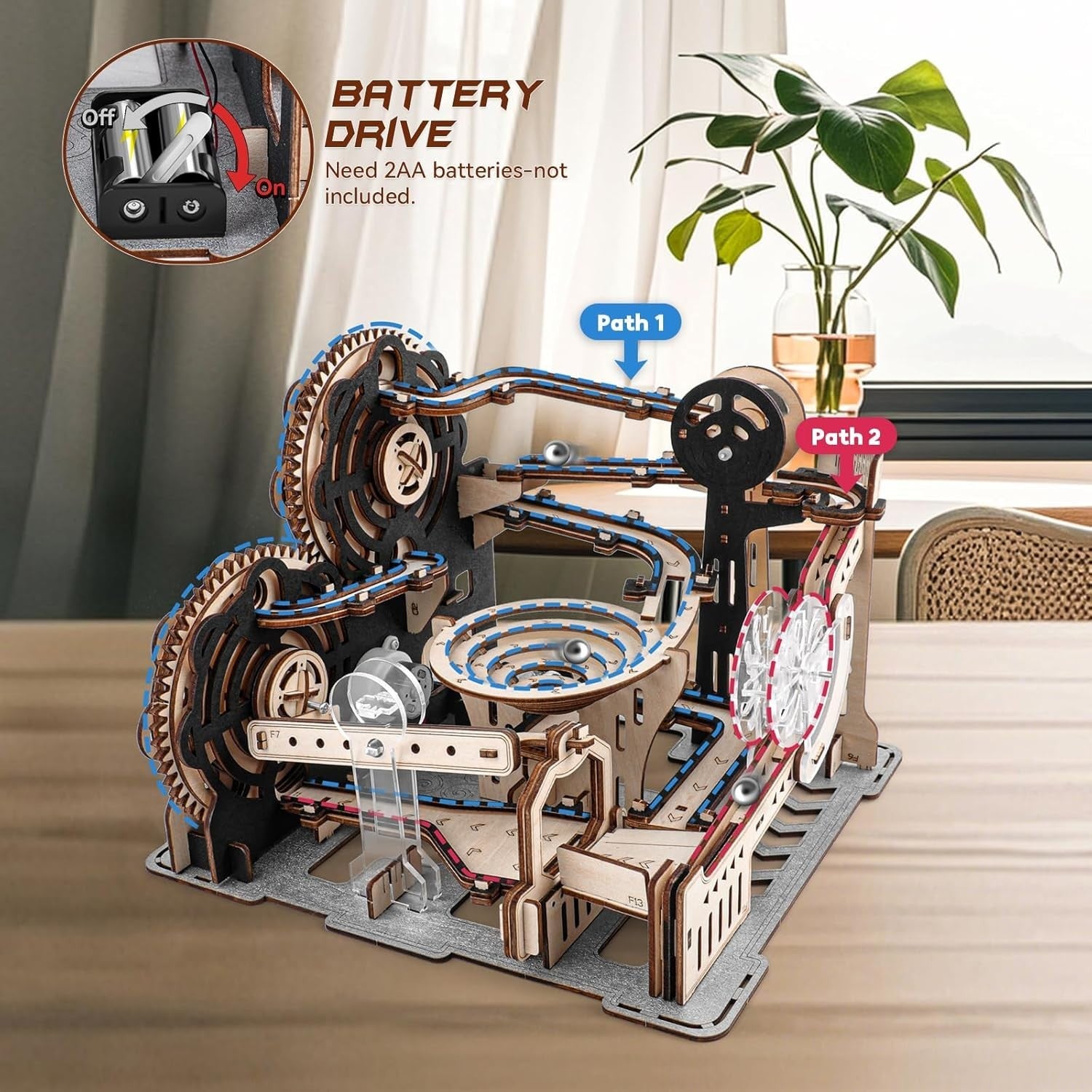 Electric 3D Wooden Marble Run Puzzle - Hands-On Mechanical Model Kit